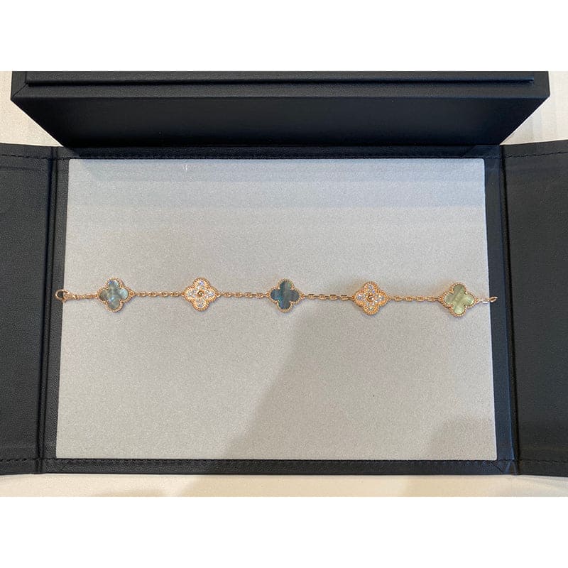 Vintage Alhambra Five Motifs Pearl Bracelet