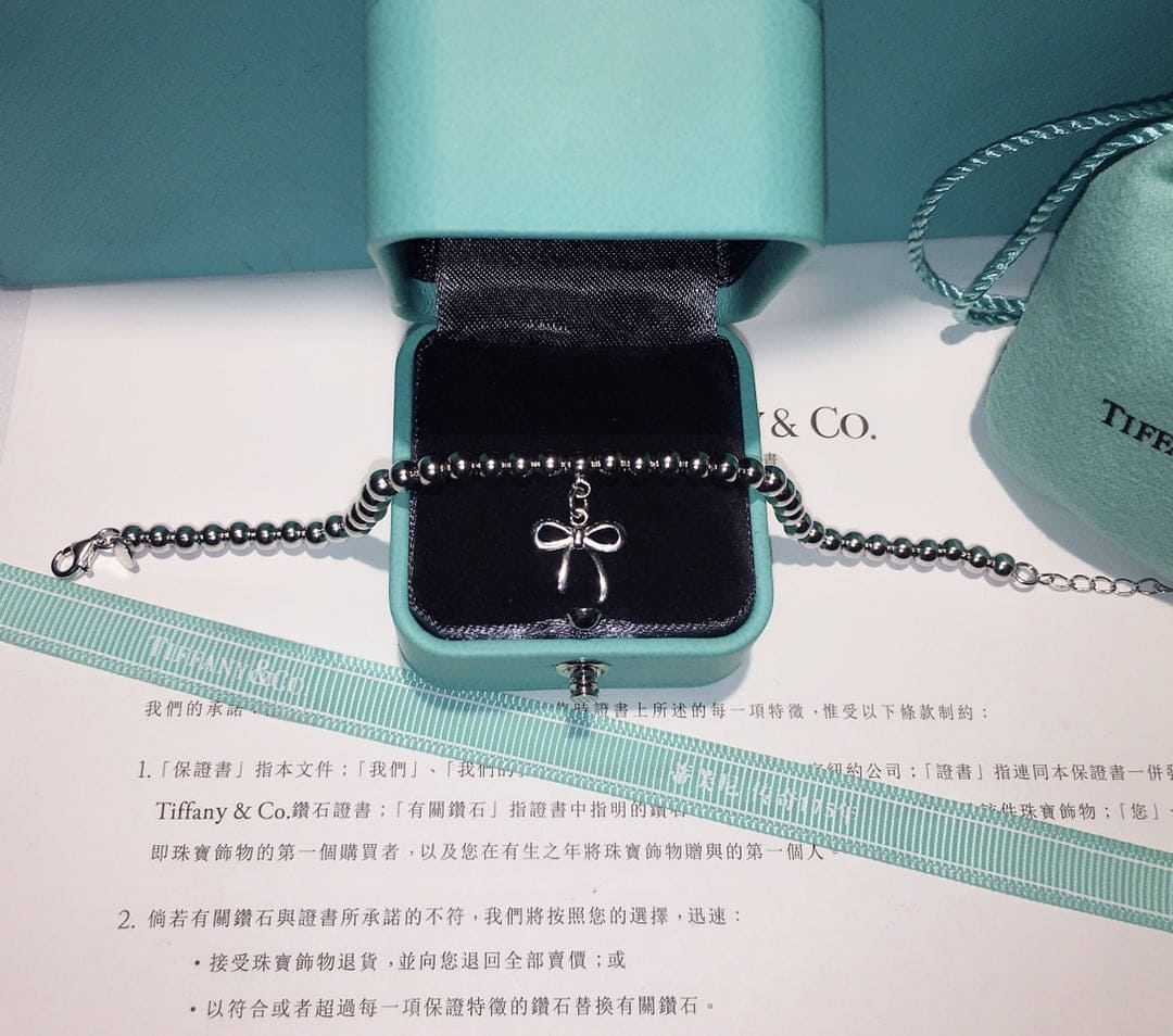 T Bow Charm Bead Bracelet