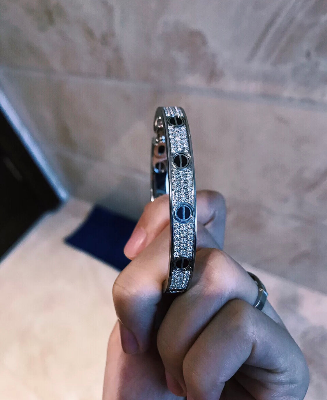 Diamond-paved Ceramic Love Bracelet