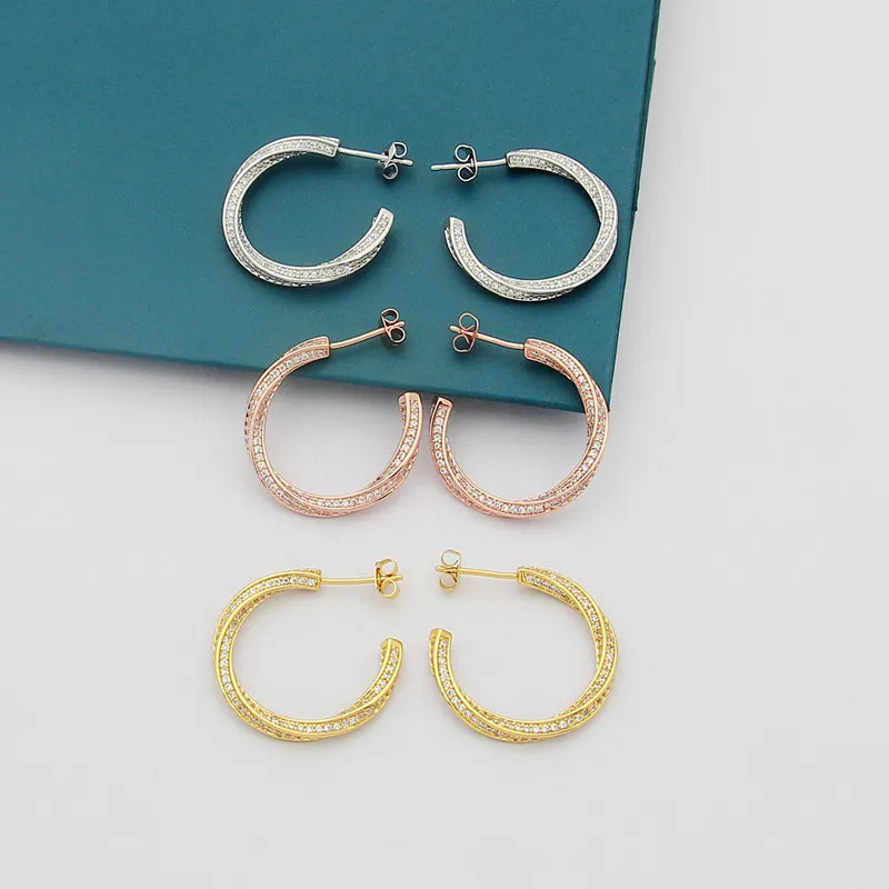 Spiral Diamond Hoop Earrings