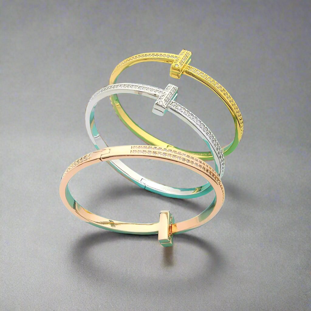 T1 Wide Diamond Bangle Bracelet