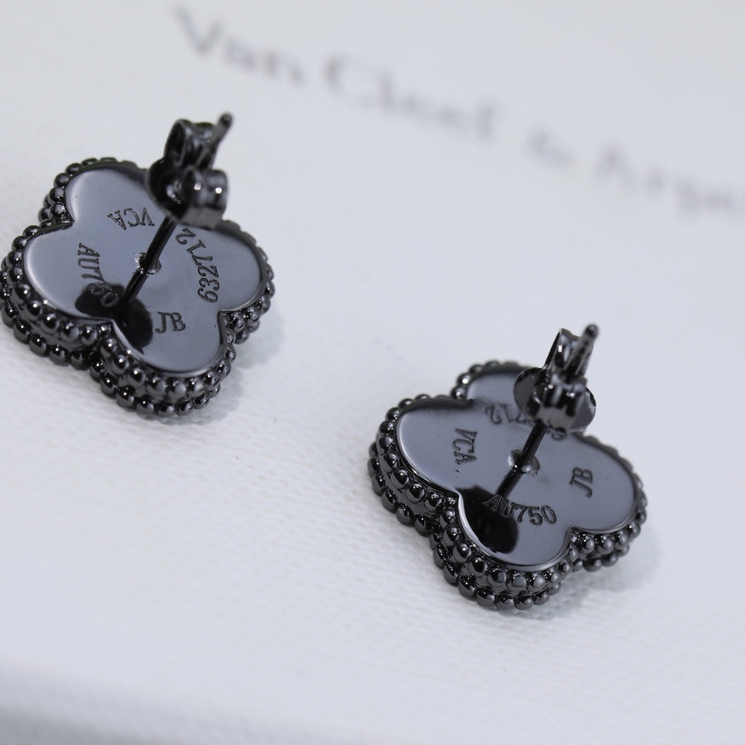 Vintage Alhambra Black Earrings