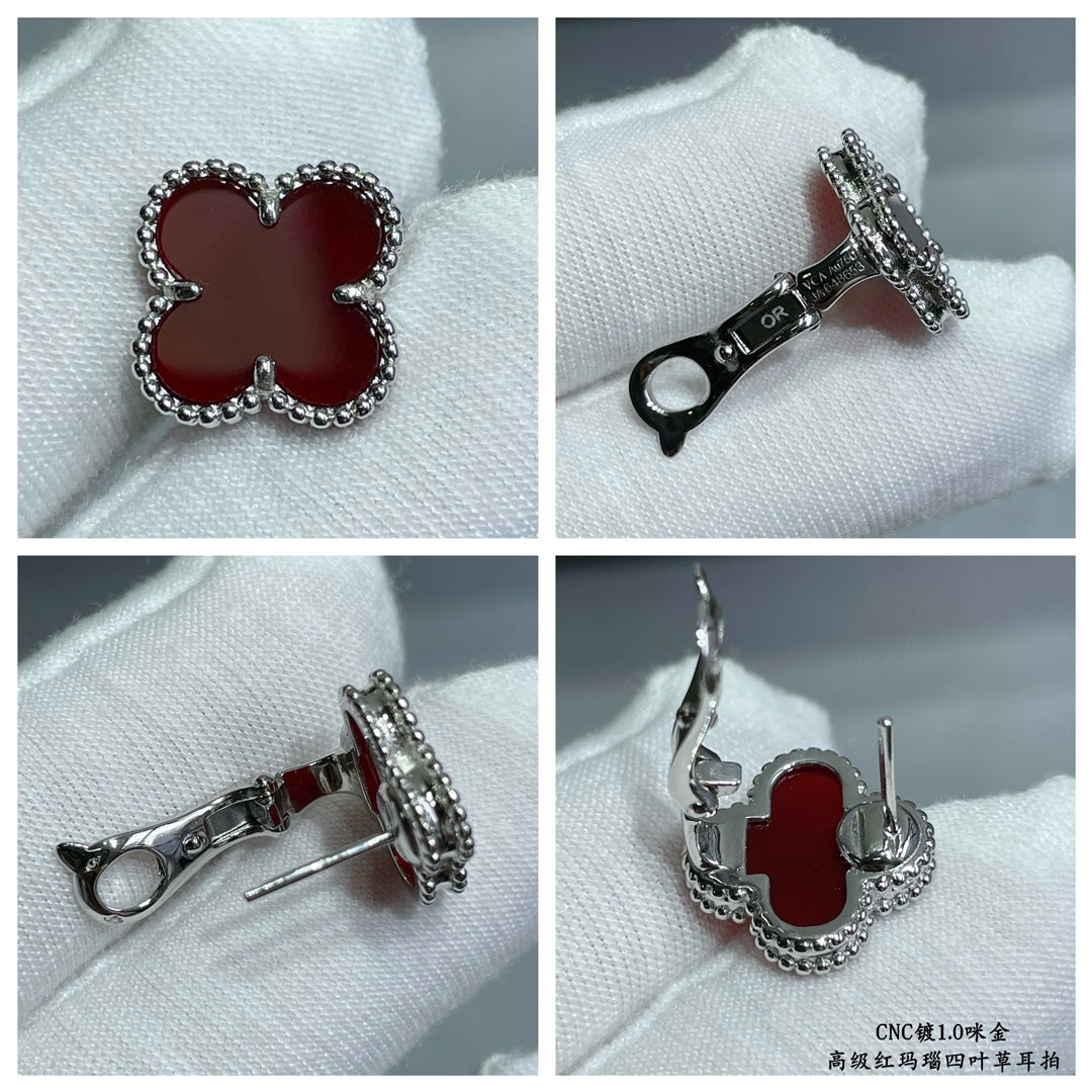 Vintage Alhambra Carnelian Earrings