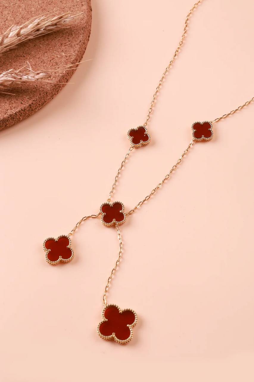 Magic Alhambra Six Pearls Motifs Clover Necklace