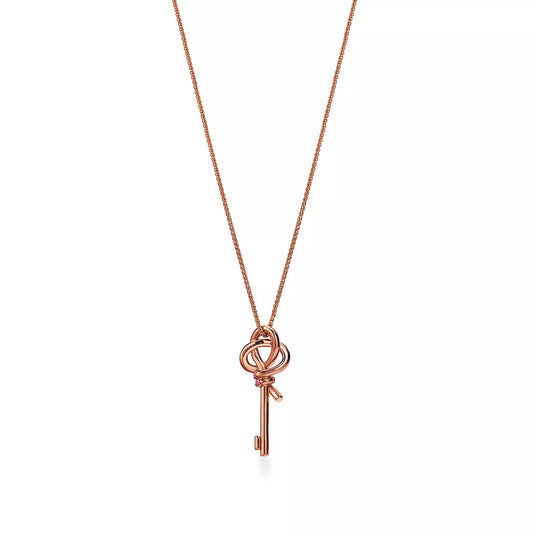 T Keys Woven Pink Diamonds Medium Necklace