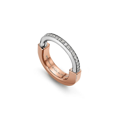 T Lock Diamond Rose Gold Ring