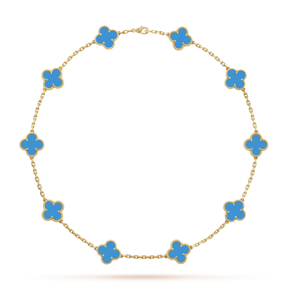 18K Vintage Alhambra Agate 10 Motifs Necklace