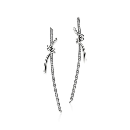 T Knot Drop Diamonds Earrings