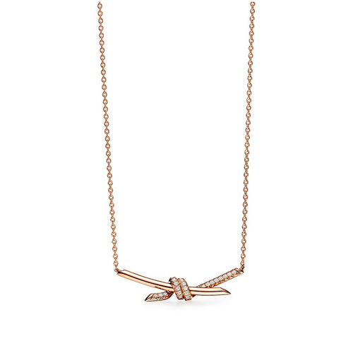 T Knot Pendant Diamond Necklace