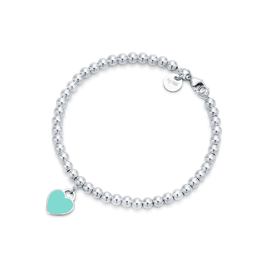 Return to Blue Heart Tag Bead Bracelet