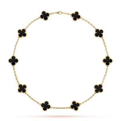 18K Vintage Alhambra Black 10 Motifs Necklace