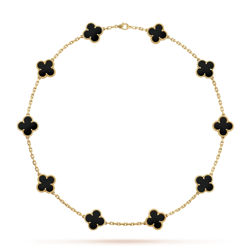 18K Vintage Alhambra Black 10 Motifs Necklace
