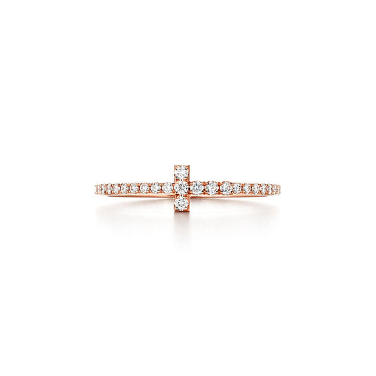 T Diamond Wire Ring