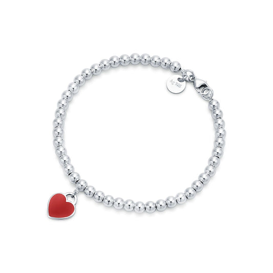 Return to Red Heart Tag Bead Bracelet