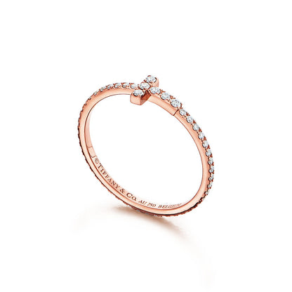 T Diamond Wire Ring