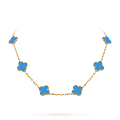 Vintage Alhambra Agate 10 Motifs Necklace