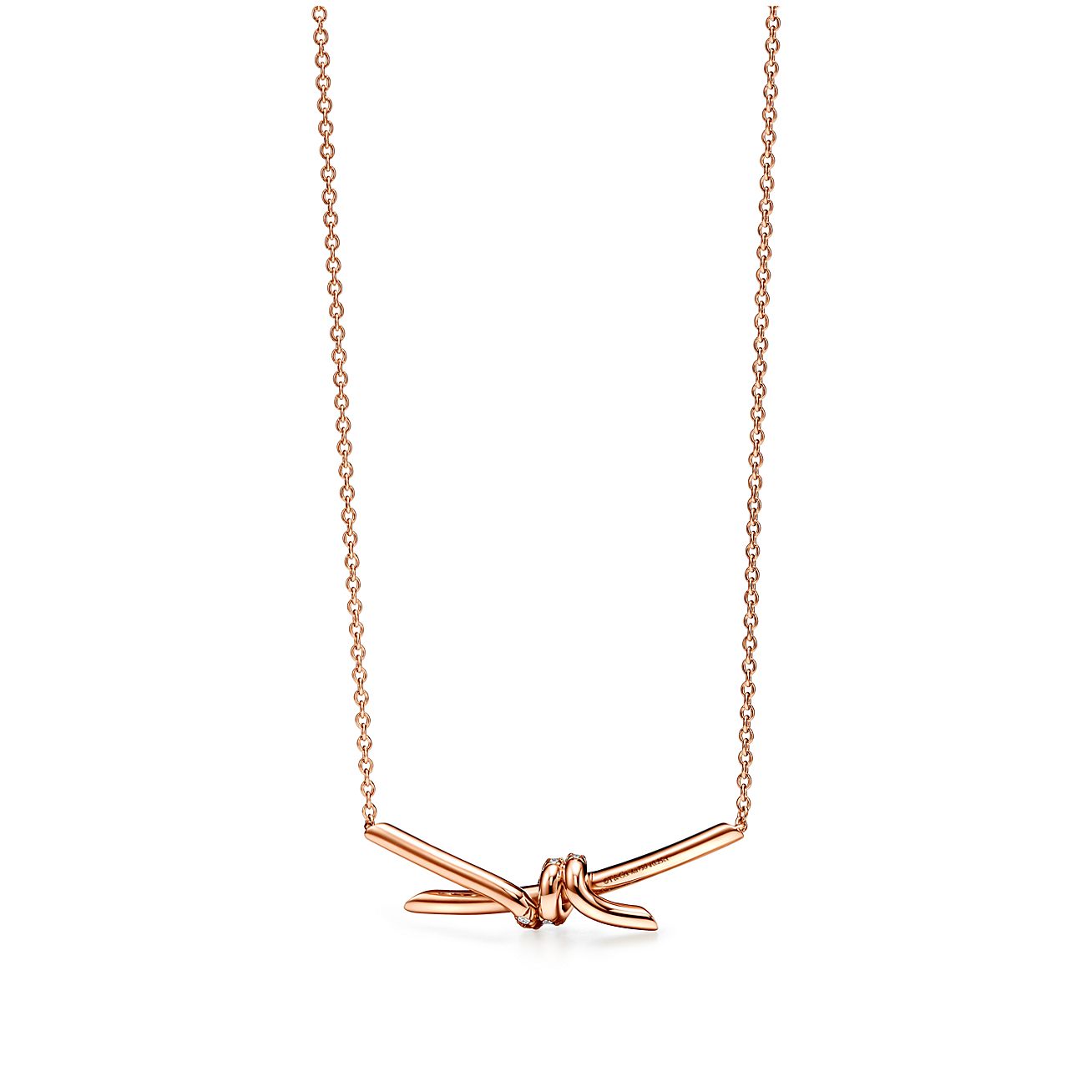 T Knot Pendant Diamond Necklace