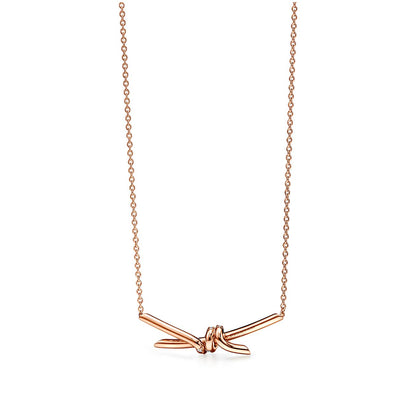 T Knot Pendant Diamond Necklace