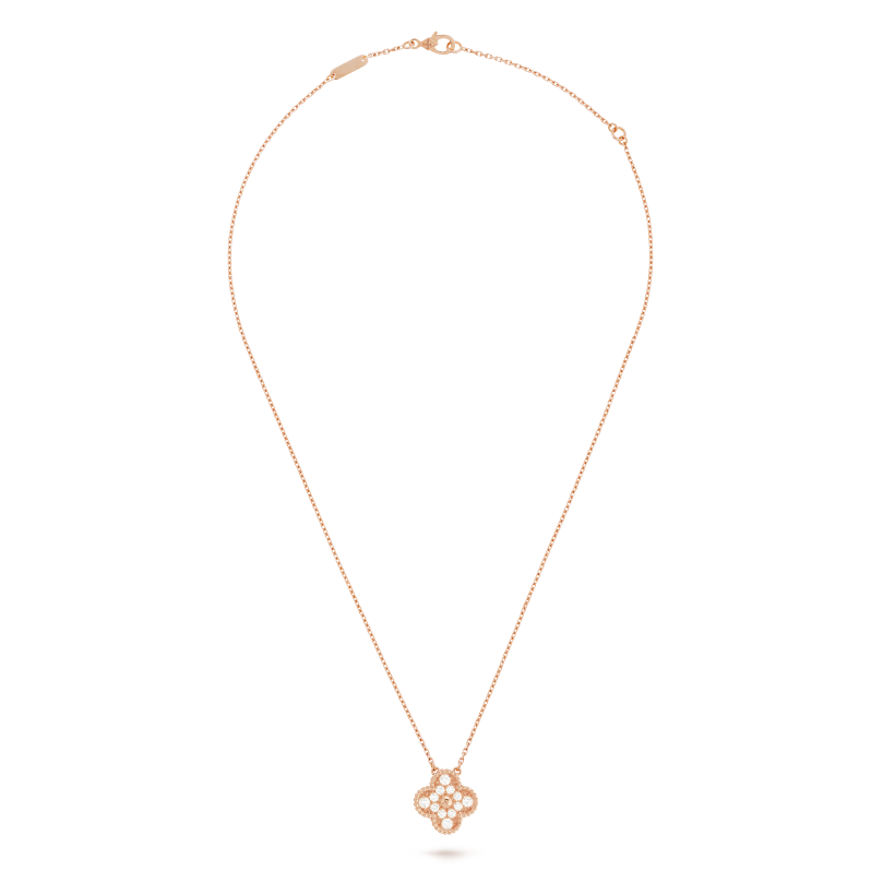 Rose Gold Sweet Alhambra Diamond Necklace