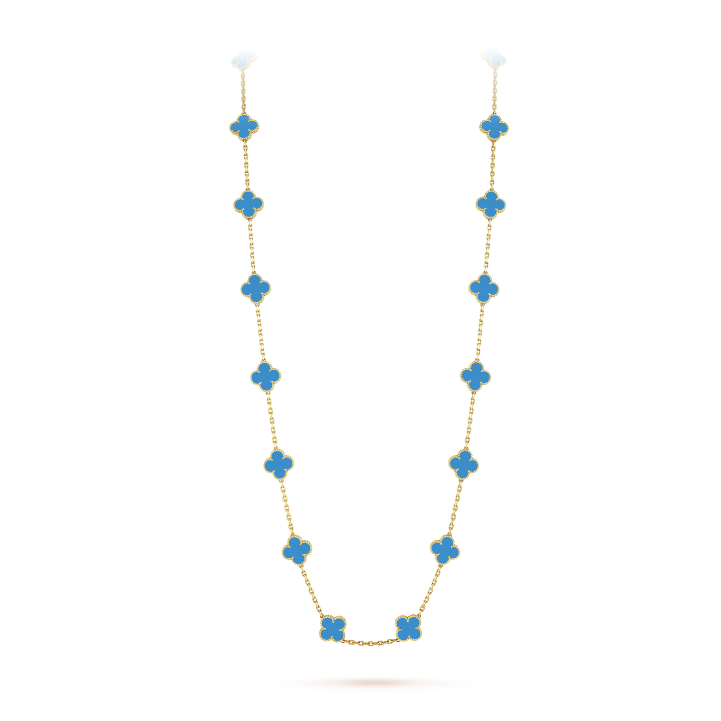 Vintage Alhambra 20 Motifs Turquoise Long Necklace