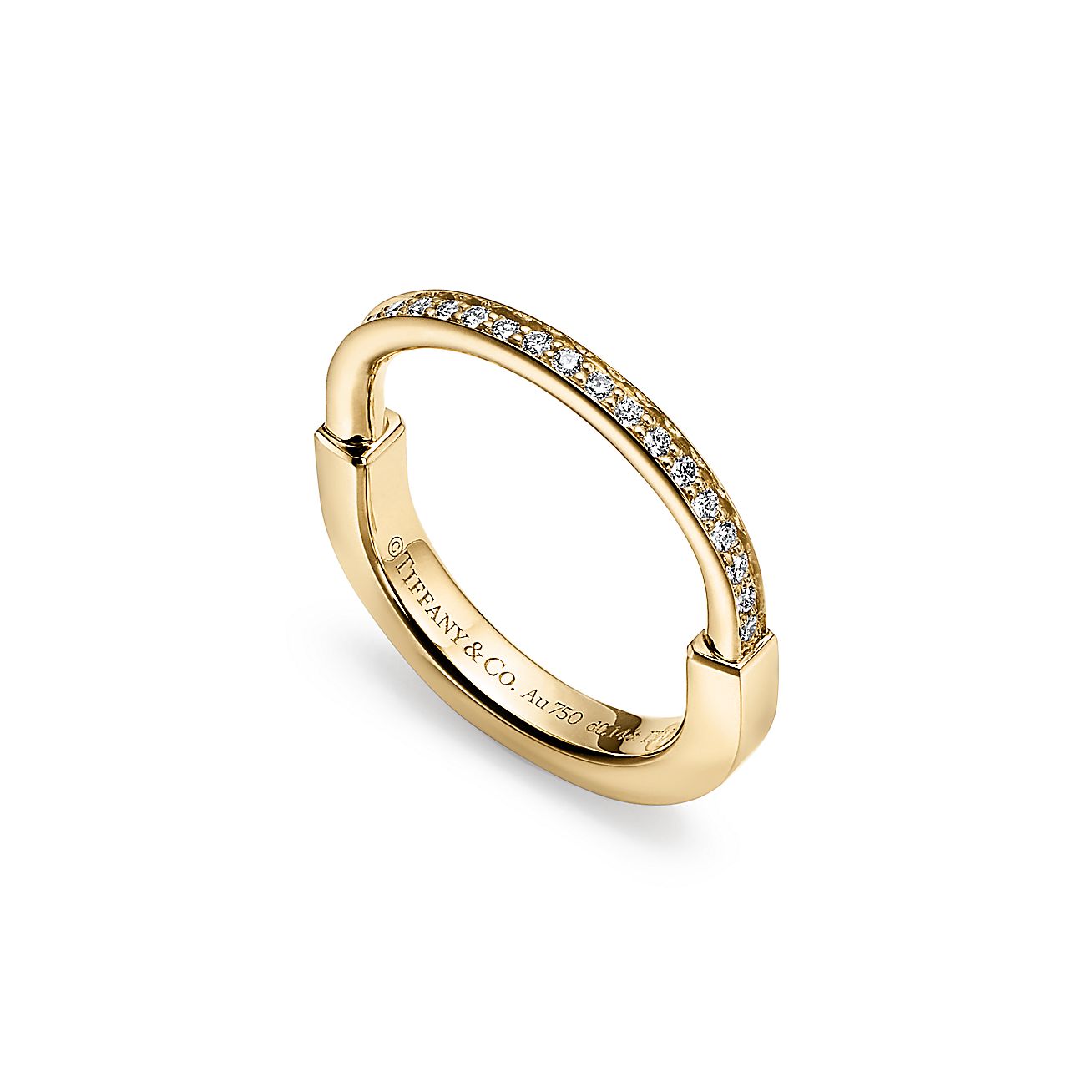 T Lock Diamonds Yellow Gold Ring