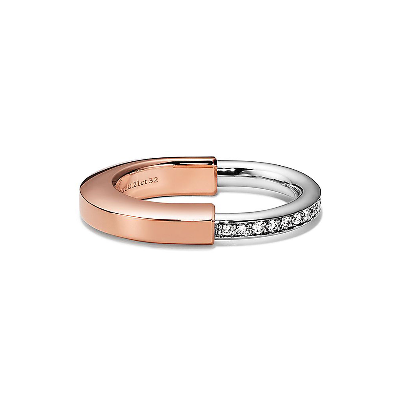 T Lock Diamond Rose Gold Ring