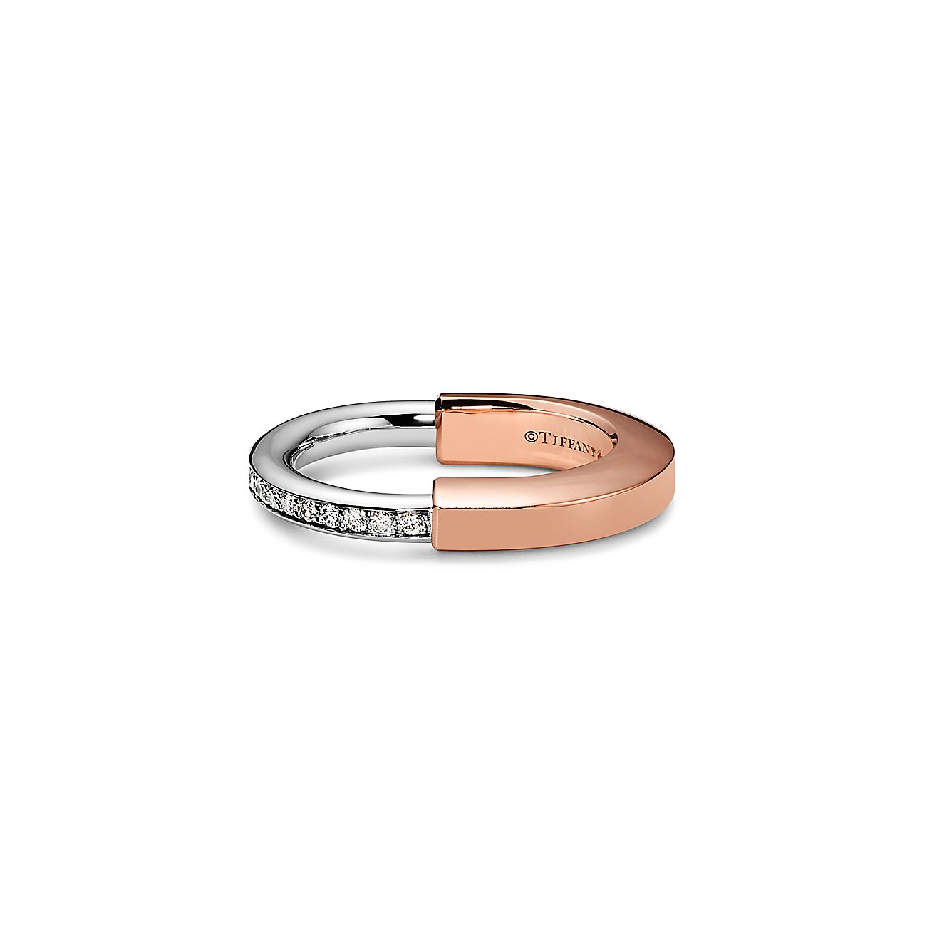 T Lock Diamond Rose Gold Ring