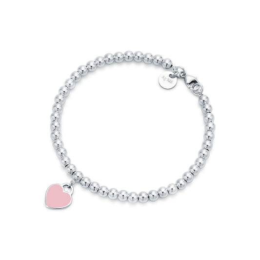 Return to Pink Heart Tag Bead Bracelet