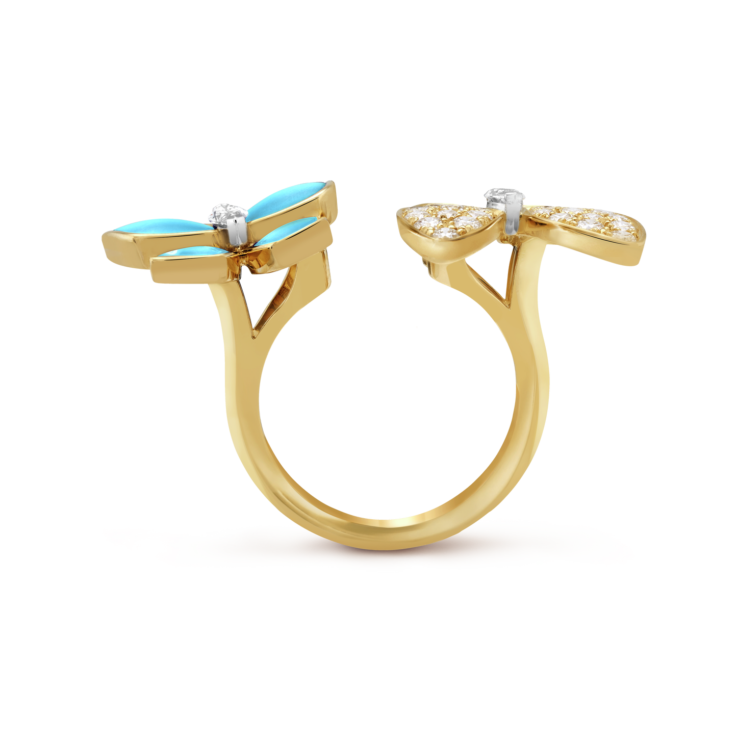 Two Butterfly Between the Finger Turquoise Ring