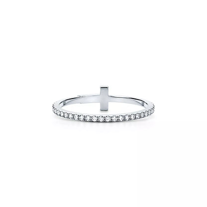 T Diamond Wire Ring