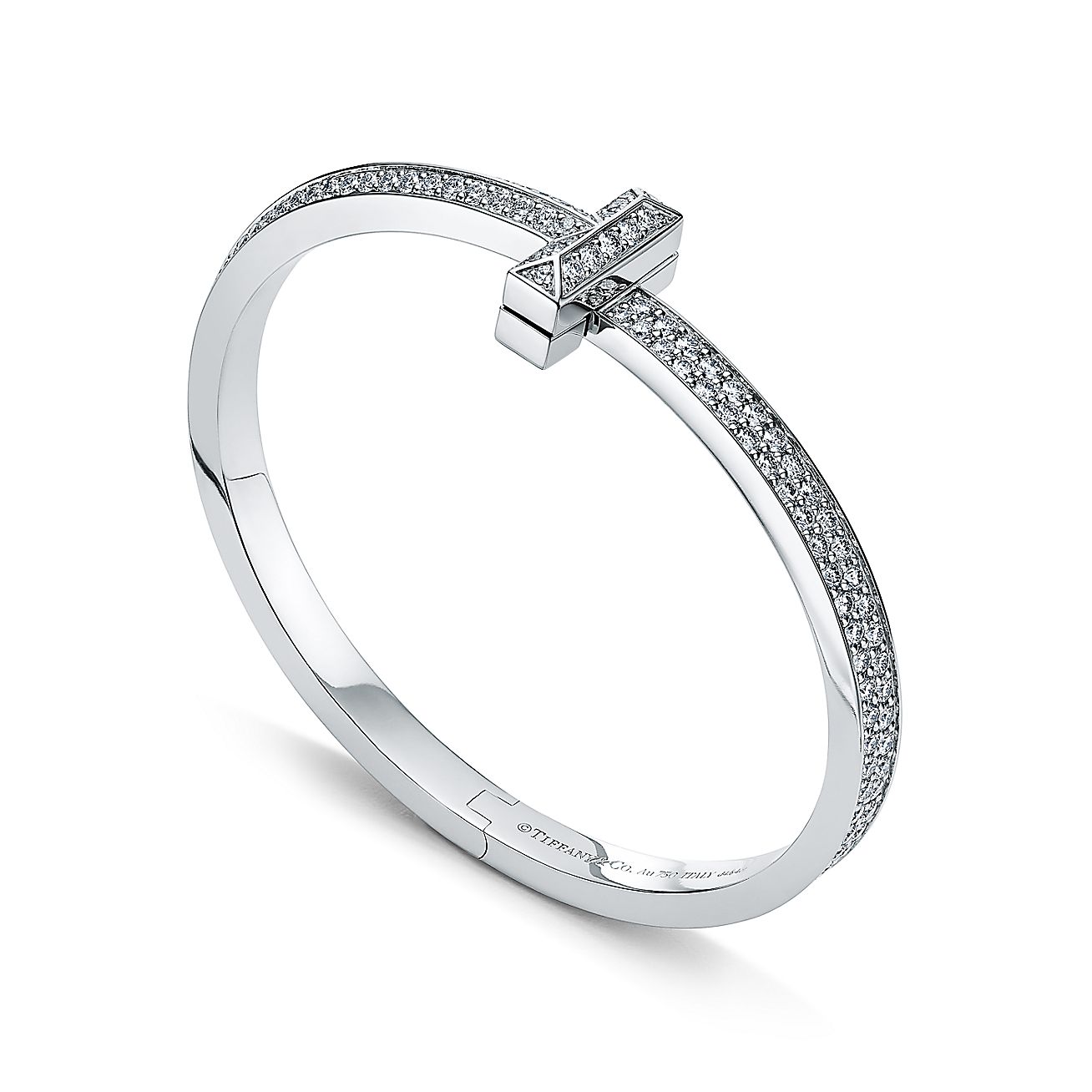 T1 Wide Full Diamond Hinged Bangle Bracelet