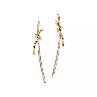 T Knot Drop Diamonds Earrings