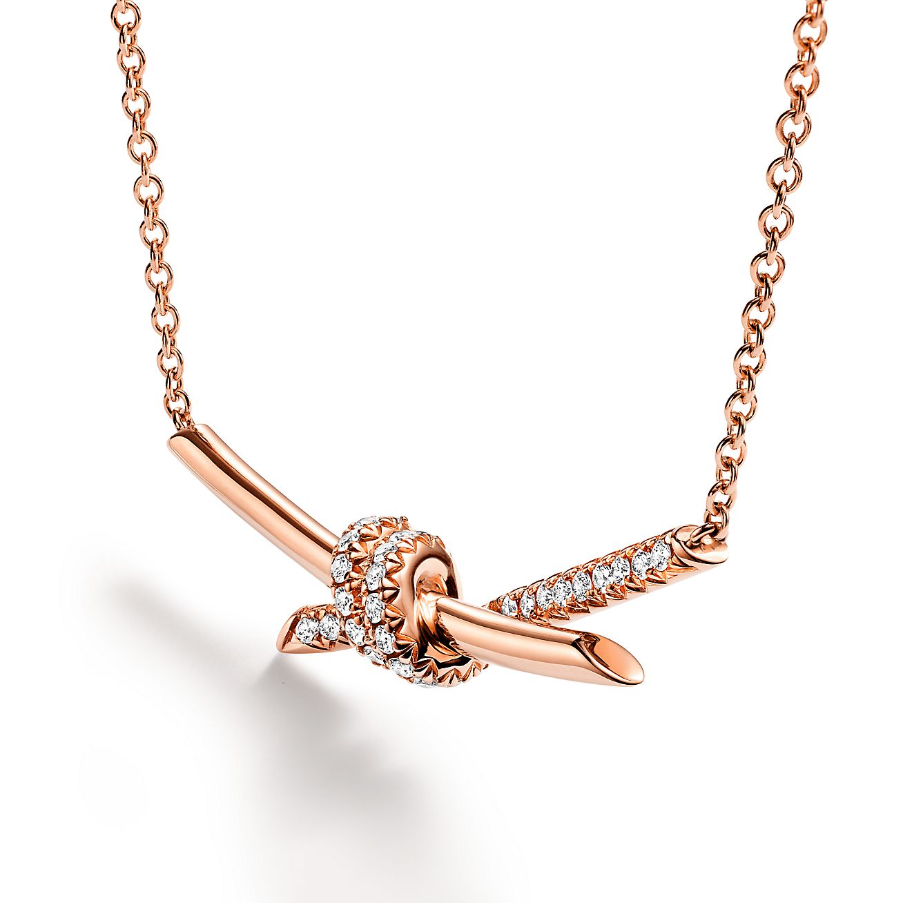 T Knot Pendant Diamond Necklace