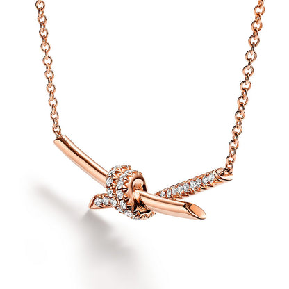T Knot Pendant Diamond Necklace