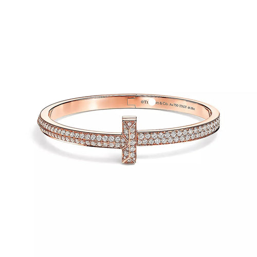 T1 Wide Full Diamond Hinged Bangle Bracelet