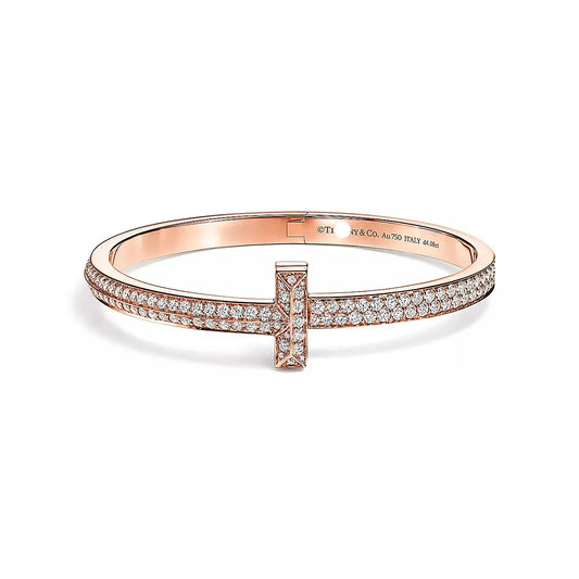 T1 Wide Full Diamond Hinged Bangle Bracelet