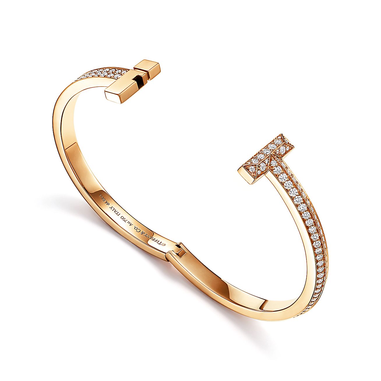 T1 Wide Full Diamond Hinged Bangle Bracelet