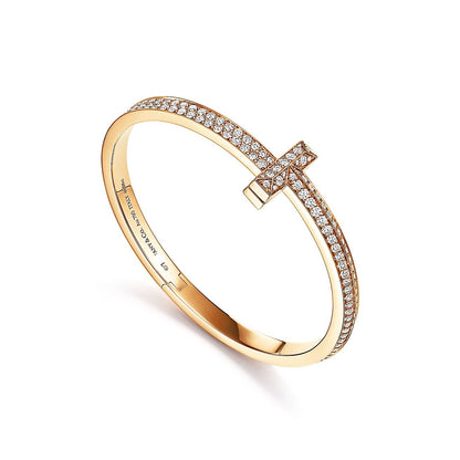 T1 Wide Full Diamond Hinged Bangle Bracelet