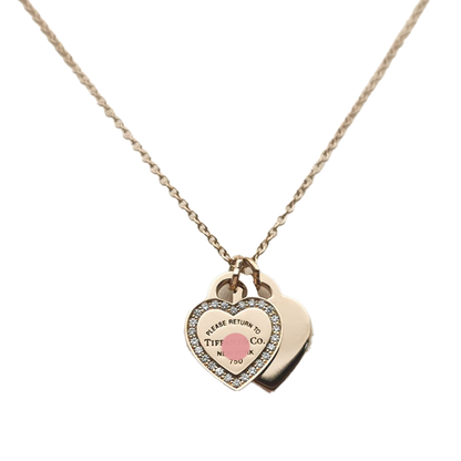 T Red Double Heart Diamond Necklaces