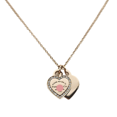 T Red Double Heart Diamond Necklaces