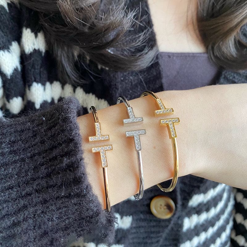 T Diamond Wire Bracelet