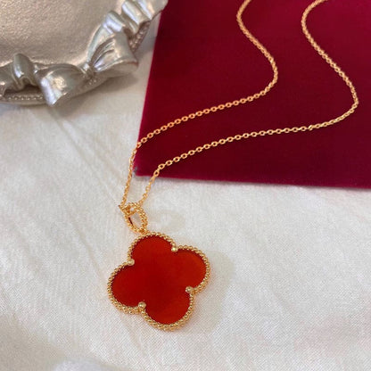 Magic Alhambra One Motifs Carnelian Clover Necklace