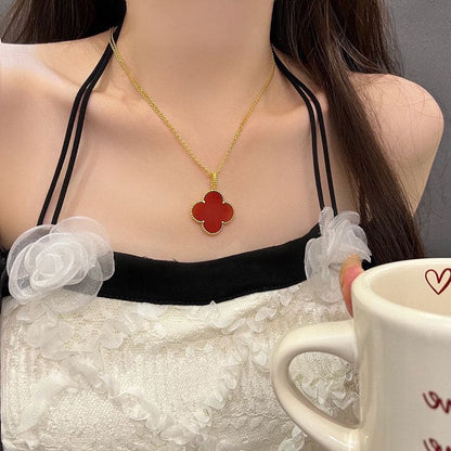 Magic Alhambra One Motifs Carnelian Clover Necklace