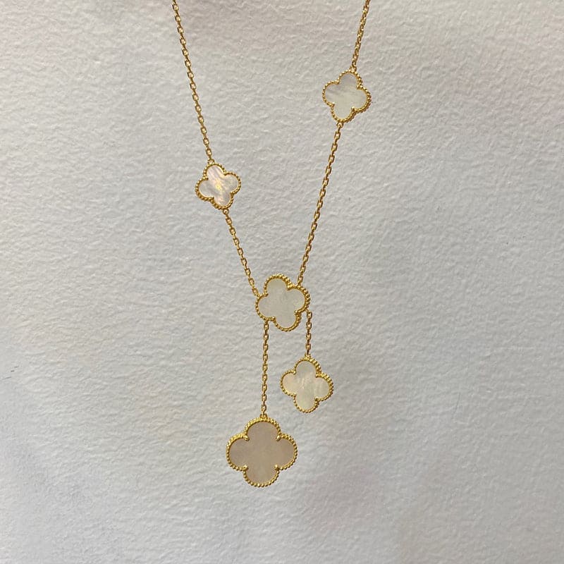 Magic Alhambra Six Pearls Motifs Clover Necklace
