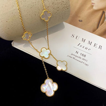 Magic Alhambra Six Pearls Motifs Clover Necklace