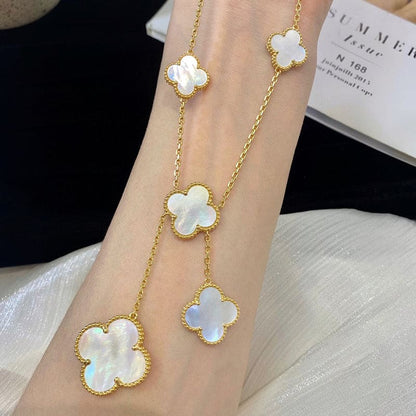 Magic Alhambra Six Pearls Motifs Clover Necklace