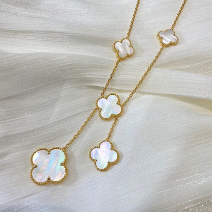 Magic Alhambra Six Pearls Motifs Clover Necklace