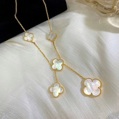 Magic Alhambra Six Pearls Motifs Clover Necklace