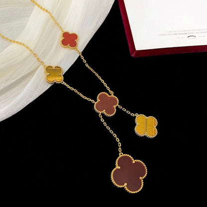 Magic Alhambra Six Motifs Carnelian Clover Necklace