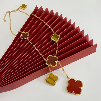 Magic Alhambra Six Motifs Carnelian Clover Necklace